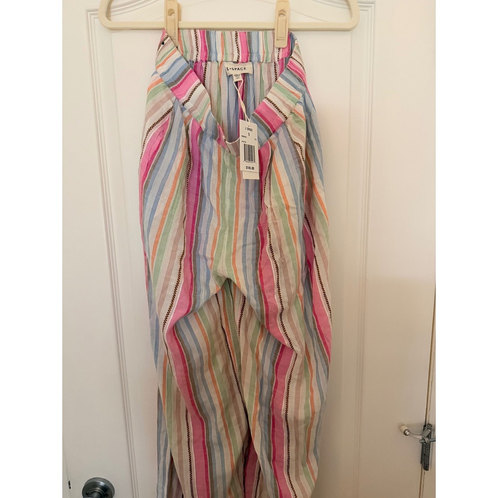 LSPACE Palma Top and Pant Set San Tropez Stripe NWT Smocked Crop Wide Leg S M - Picture 8 of 9